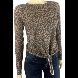 Lightweight Leopard Print Sweater w/Tie Knot Feature Sz. S. Great condition